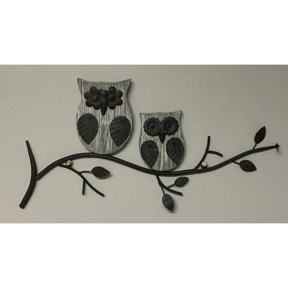 Rustic Metal Owl Couple Wall Hanging Decor,‎ Farmhouse Style